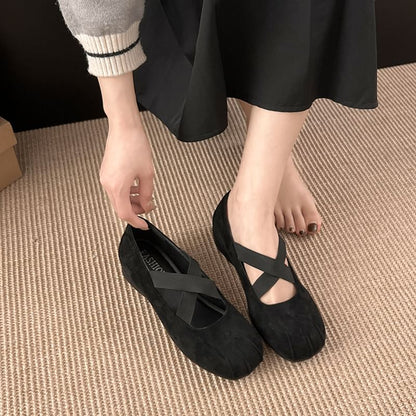 Hidden Wedge Cross Strap Mary Jane Shoes