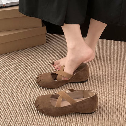 Hidden Wedge Cross Strap Mary Jane Shoes
