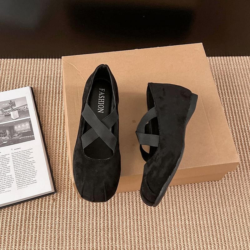 Hidden Wedge Cross Strap Mary Jane Shoes