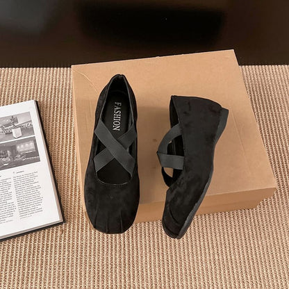 Hidden Wedge Cross Strap Mary Jane Shoes