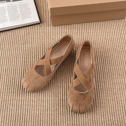 Hidden Wedge Cross Strap Mary Jane Shoes