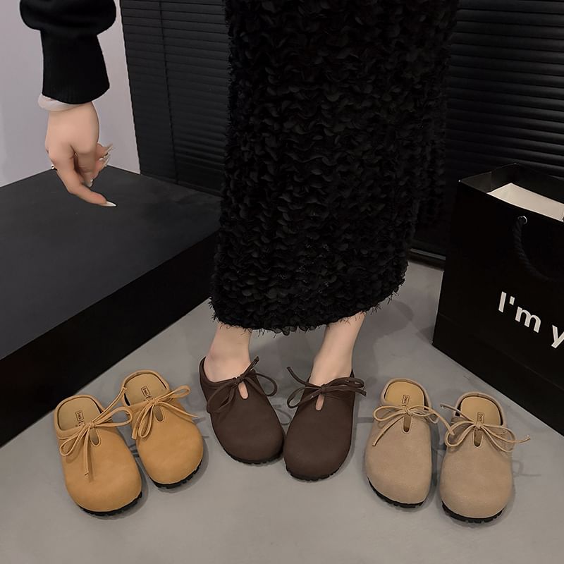 Platform Plain Bow Accent Mules