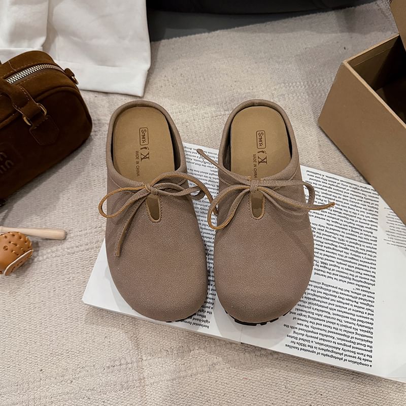 Platform Plain Bow Accent Mules