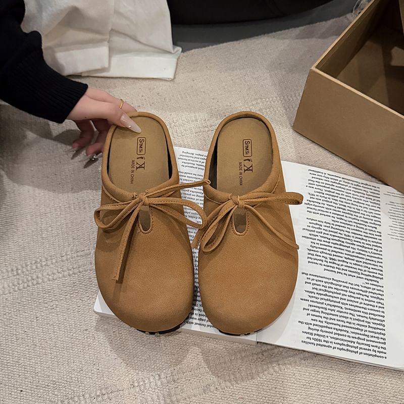 Platform Plain Bow Accent Mules