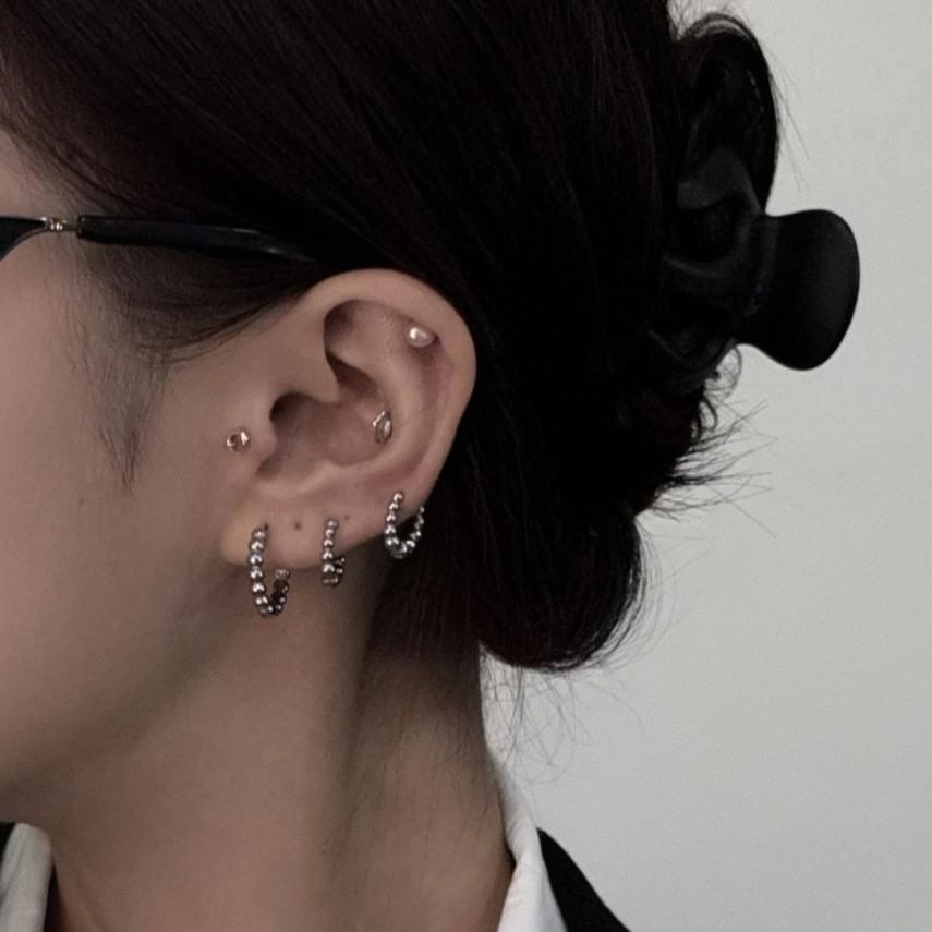 Beaded Hoop Earrings in Stainless Steel