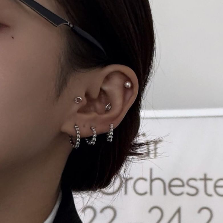 Beaded Hoop Earrings in Stainless Steel
