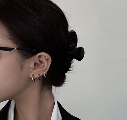 Beaded Hoop Earrings in Stainless Steel
