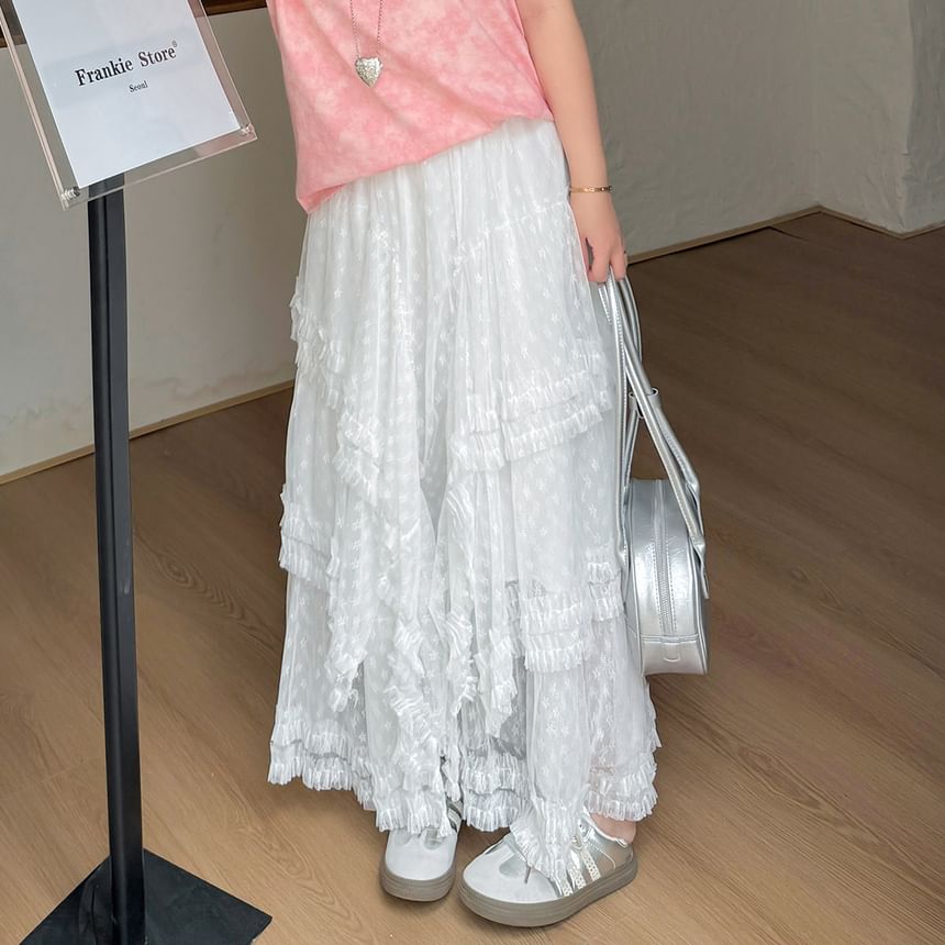 Plus Size High Waist Lace Maxi A-Line Skirt