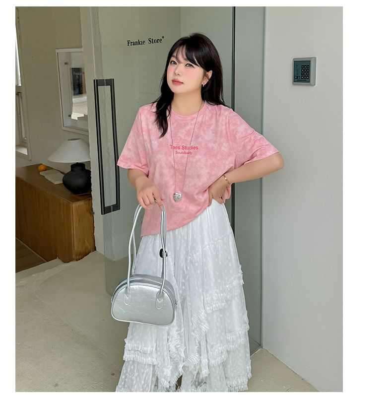 Plus Size High Waist Lace Maxi A-Line Skirt