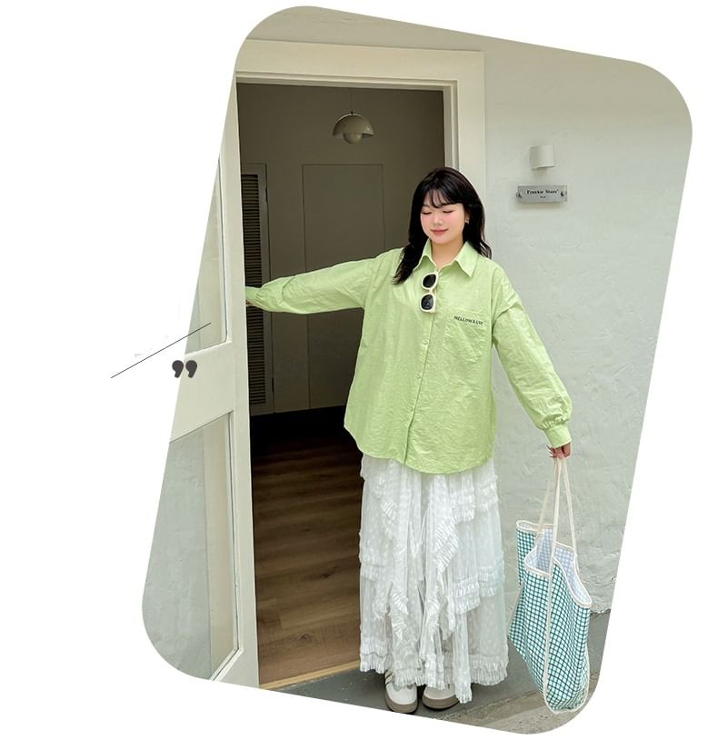 Plus Size High Waist Lace Maxi A-Line Skirt