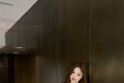 Long-Sleeve Flower Embroidered Shirt / High Rise Ruched Bow Mini Pencil Skirt