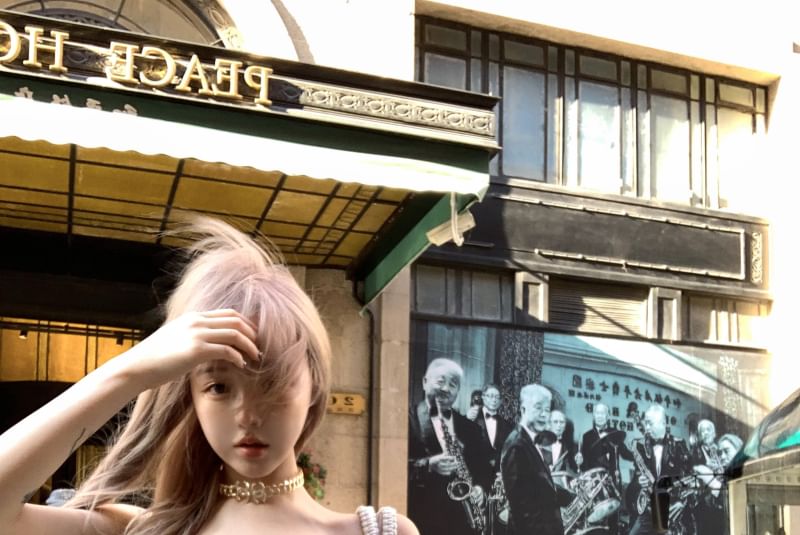 Strapless Plain Drawstring Side-Slit Asymmetrical Top / High Waist Flared Pants