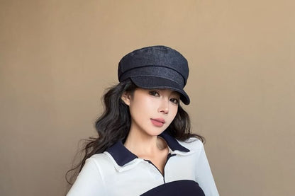 Long-Sleeve Collar Plain Contrast Trim Tee / Tie-Front Tube Top / High Waist Mini Pencil Skirt