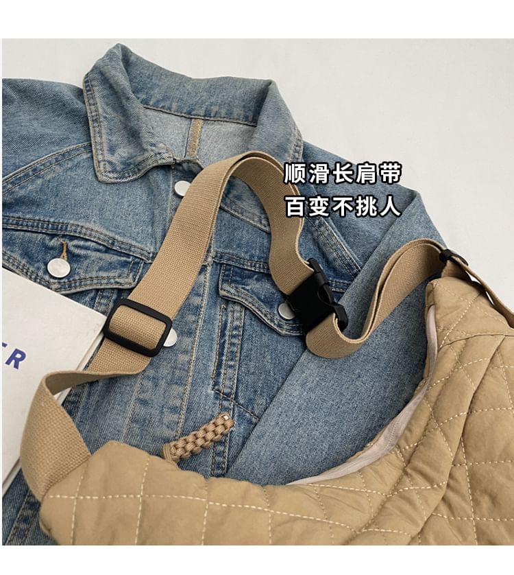 Zip Bag Crossbody Plain Nylon Quilted