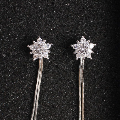 Star Rhinestone Fringed Dangle Earring / Clip-On Earring