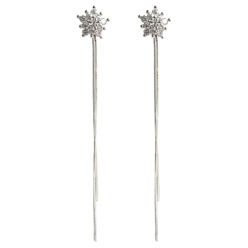 Star Rhinestone Fringed Dangle Earring / Clip-On Earring