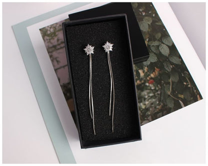 Star Rhinestone Fringed Dangle Earring / Clip-On Earring