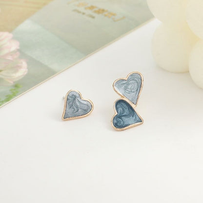 Heart Asymmetrical Ear Stud / Clip-On Earring