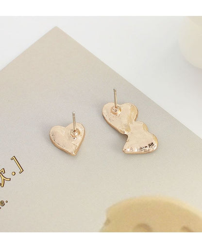 Heart Asymmetrical Ear Stud / Clip-On Earring
