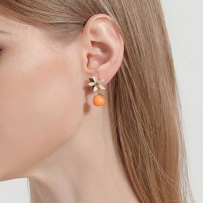 Flower Rhinestone Drop Earring / Clip-On Earring