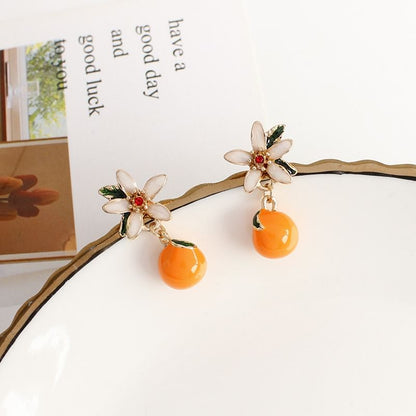 Flower Rhinestone Drop Earring / Clip-On Earring