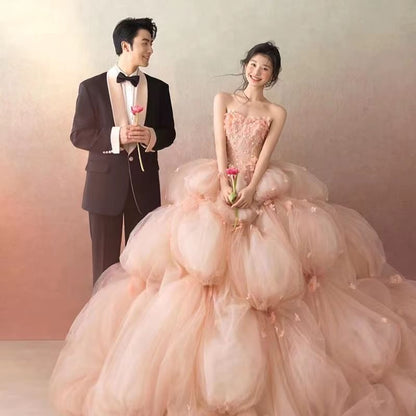 Gown Strapless Wedding Embroidered Lace Ball