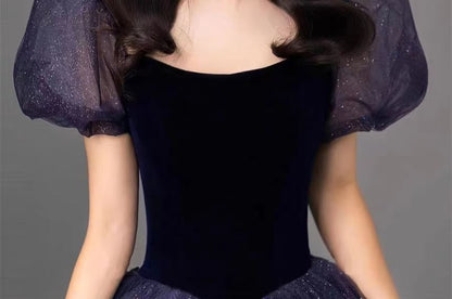 Ball Neck Short Gown Evening Scoop Sleeve Two Glitter Tone