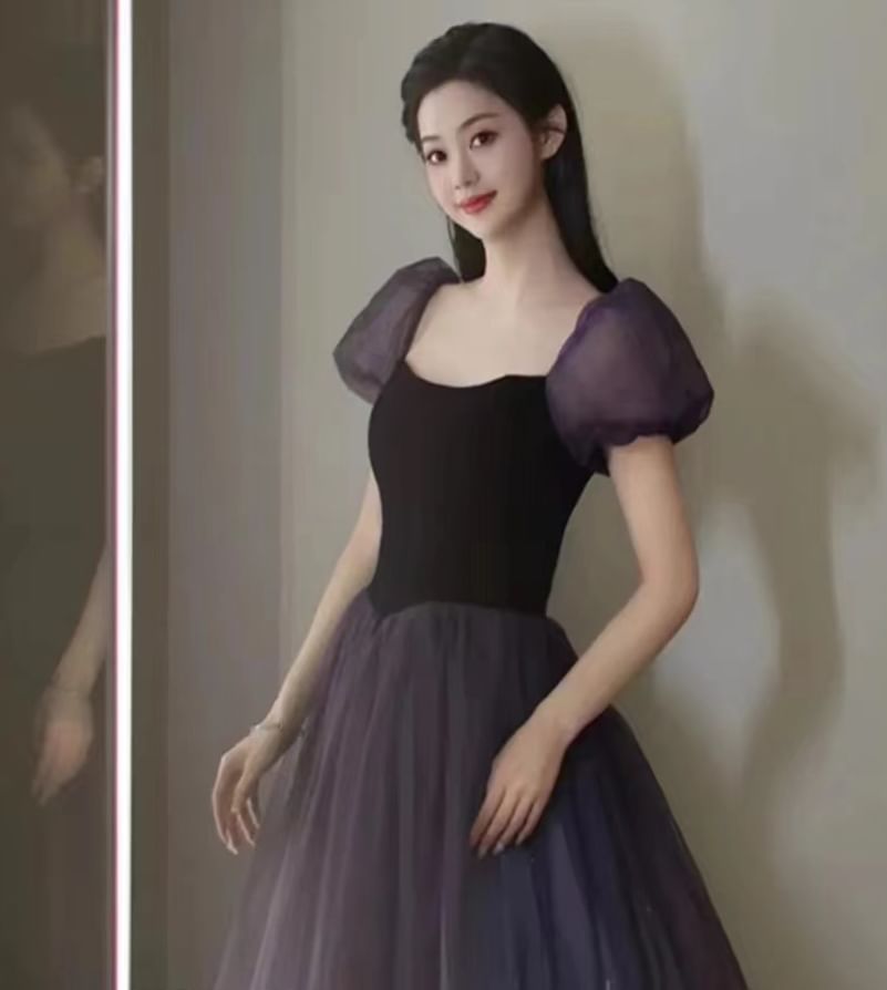 Ball Neck Short Gown Evening Scoop Sleeve Two Glitter Tone