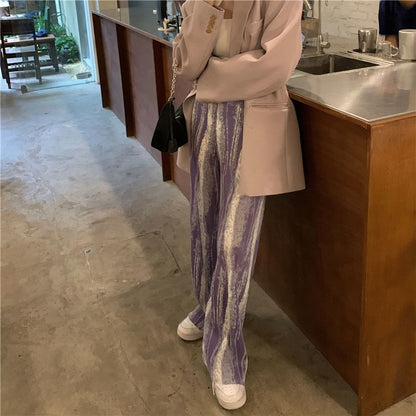 High Rise Patterned Print Pleated Wide Leg Pants