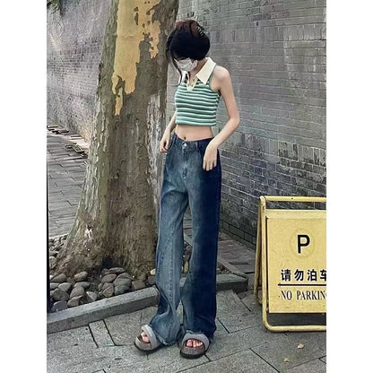 High Waist Washed Wide Leg Jeans