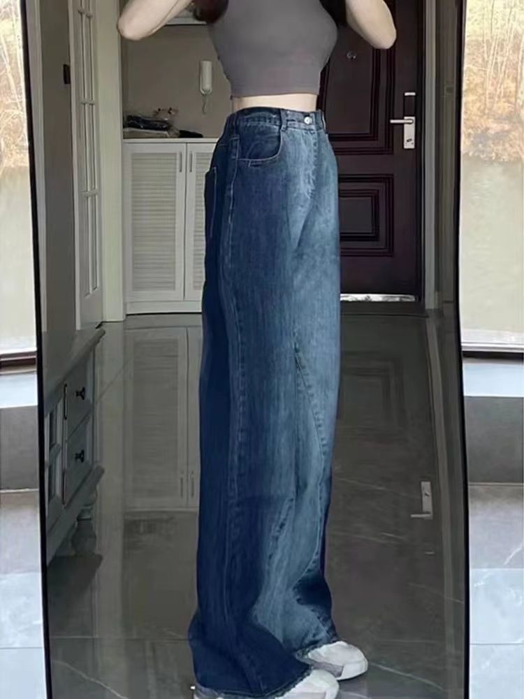 High Waist Washed Wide Leg Jeans
