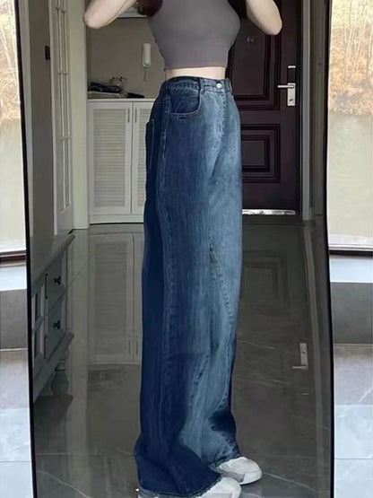 High Waist Washed Wide Leg Jeans