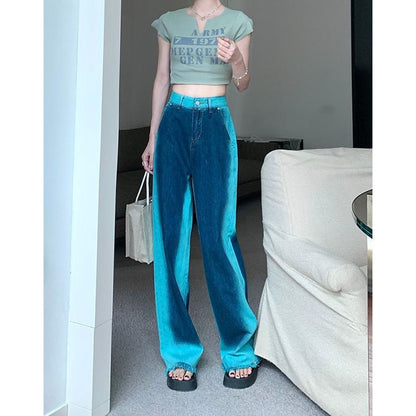 High Rise Washed Fray Wide Leg Jeans