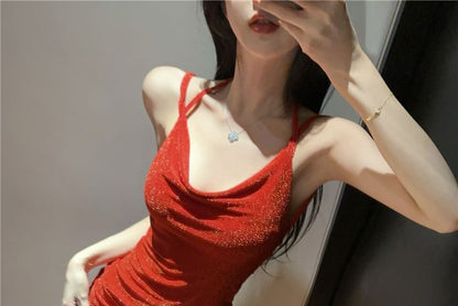 Mini Bodycon Dress with Thin Straps