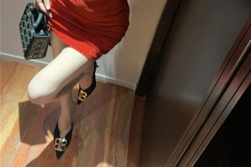 Mini Bodycon Dress with Thin Straps