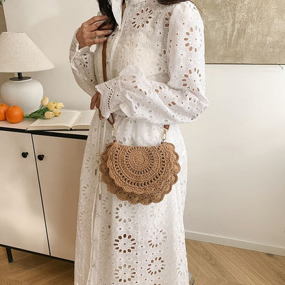 Crochet Lace Flap Crossbody Bag