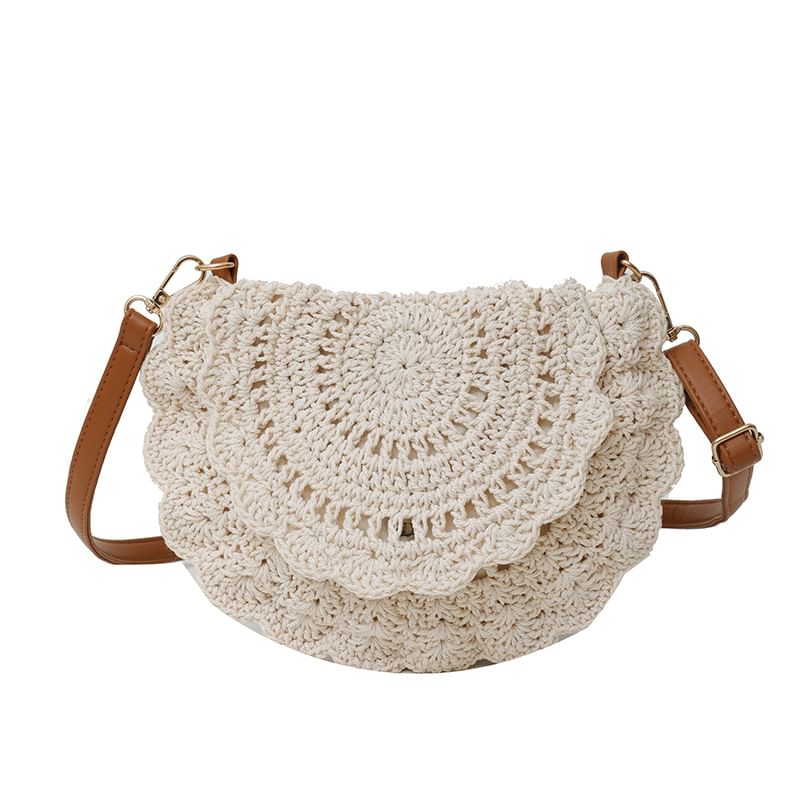 Crochet Lace Flap Crossbody Bag