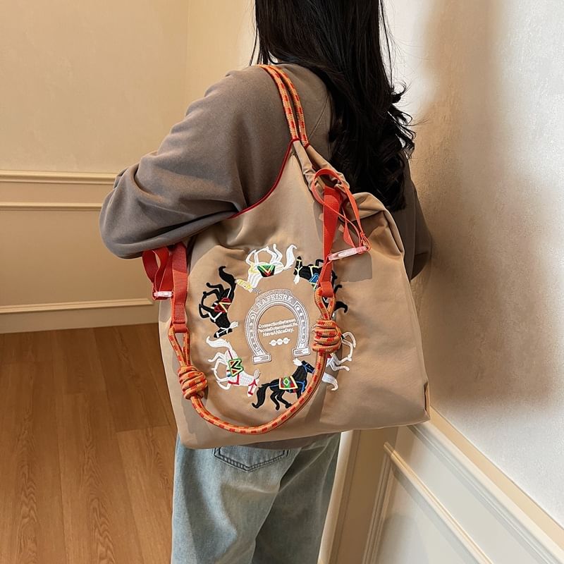 Horse Embroidered Crossbody Bag