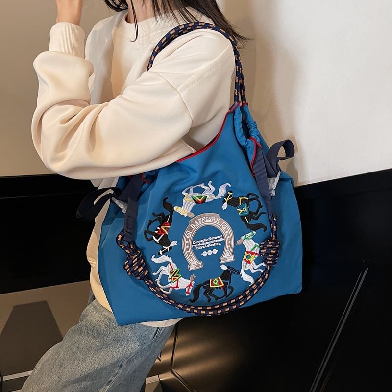 Horse Embroidered Crossbody Bag