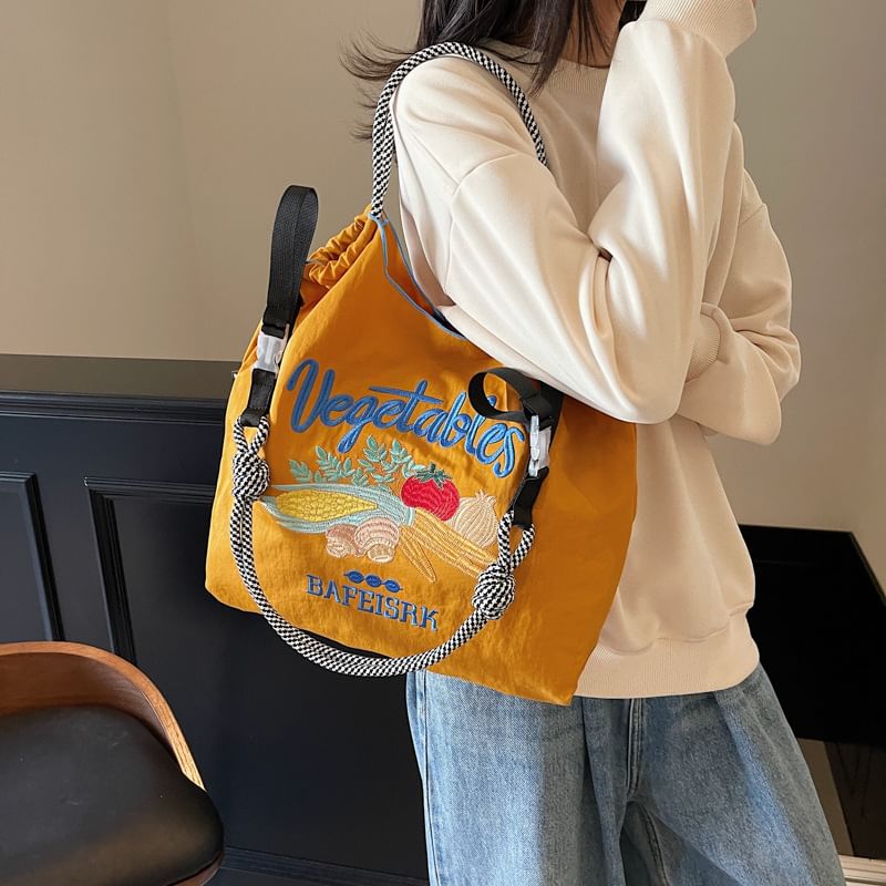 Vegetable Embroidered Tote Bag