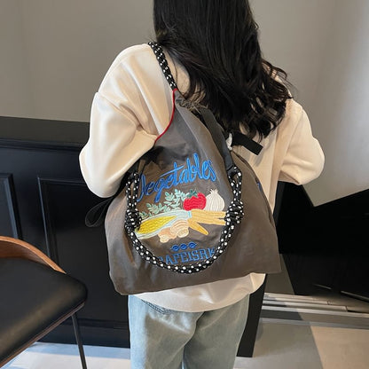 Vegetable Embroidered Tote Bag