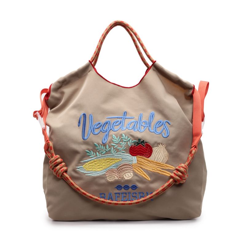 Vegetable Embroidered Tote Bag