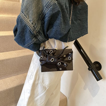 Rhinestone Bow Box Crossbody Bag