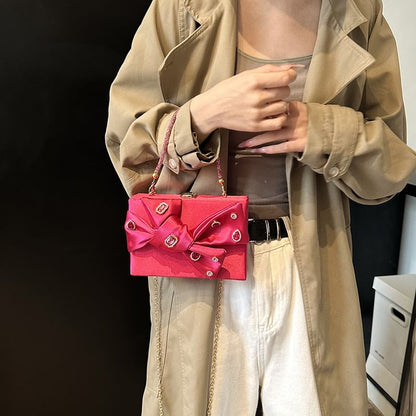 Rhinestone Bow Box Crossbody Bag