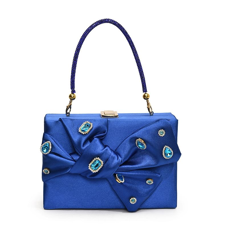 Rhinestone Bow Box Crossbody Bag