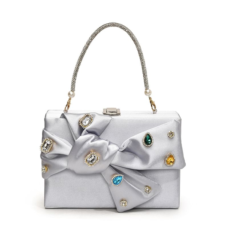 Rhinestone Bow Box Crossbody Bag
