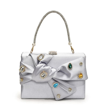 Rhinestone Bow Box Crossbody Bag