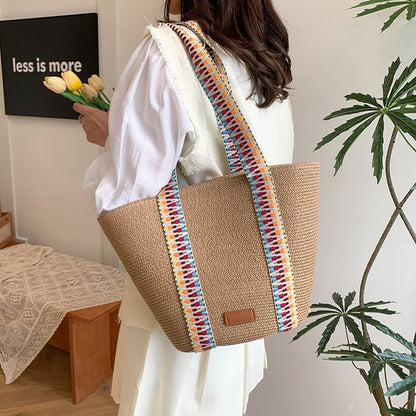 Woven Pattern Strap Tote Bag