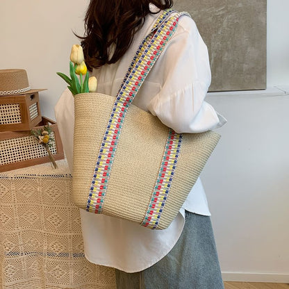 Woven Pattern Strap Tote Bag