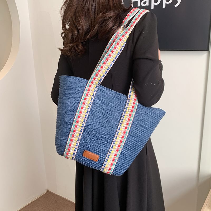 Woven Pattern Strap Tote Bag